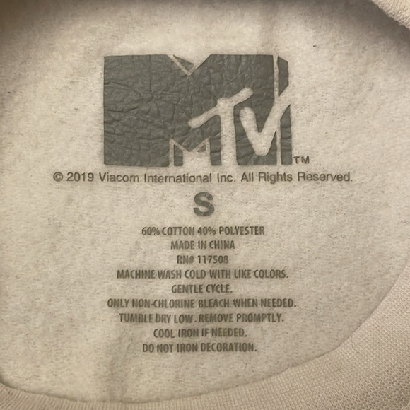 MTV Cropped White Neon Graphic 80s/90s Vintage Look crewneck Sweatshirt Sz S - Picture 3 of 3
